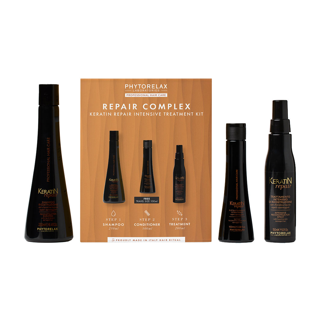 Набір для волосся Phytorelax Laboratories Repair Complex Keratin Repair Intensive Treatment Kit (шампунь, 250 мл + молочко, 100 мл + спрей, 150 мл)